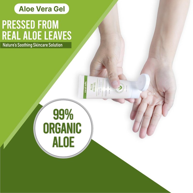 Aloe Vera Gel for Face & Body - 99% Pure Natural Sunburn Relief, Cooling & Hydrating Formula | Non-Greasy, Unscented