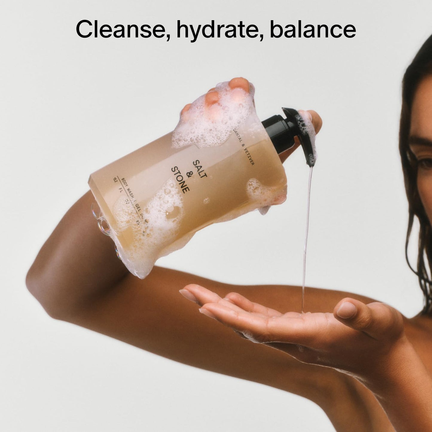 Salt & Stone Body Wash for Women & Men, Saffron & Cedar Refill 32 fl oz