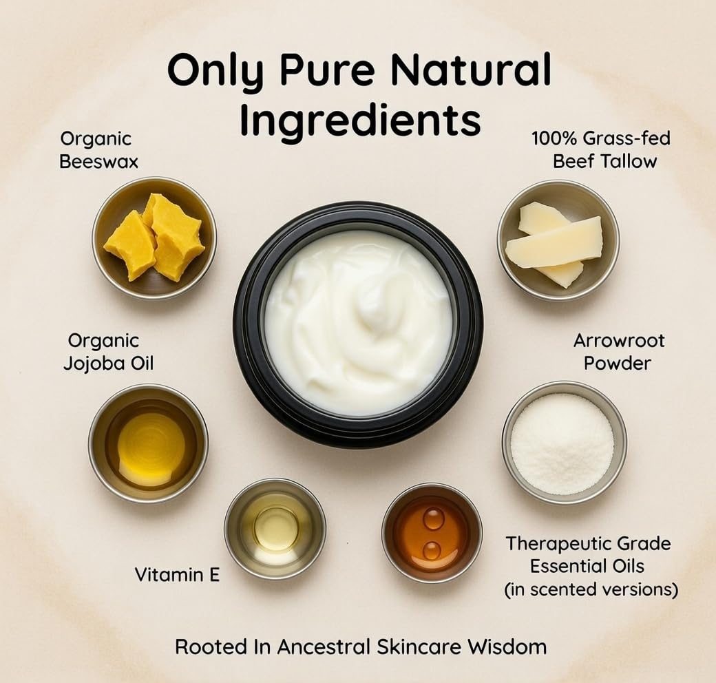 Bovera Naturals Tallow Moisturizer, Vanilla Rose Scent Face and Body Cream, 100% Organic Grass-Fed Beef Tallow, Non-Greasy for Dry Sensitive Skin, Eczema Cream and Body Butter, 4 fl oz