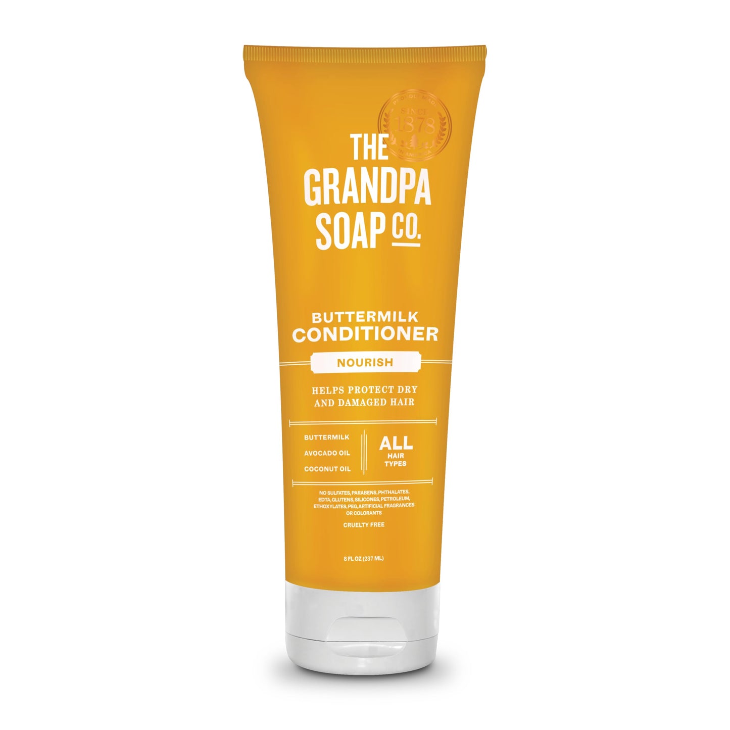 The Grandpa Soap Company Buttermilk Conditioner - Nourishing Formula to Help Strengthen and Hydrate Hair, With Coconut Oil & Silk Protein, Sulfates and Parabens Free, 8 Fl Oz