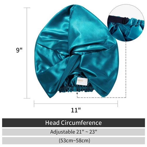 ZIMASILK 22 Momme 100% Mulberry Silk Bonnet for Sleeping & Women Hair Care, Highest Grade 6A Silk hair wrap for sleeping with Premium Elastic Stay On Head (1Pc, Peacock Green)