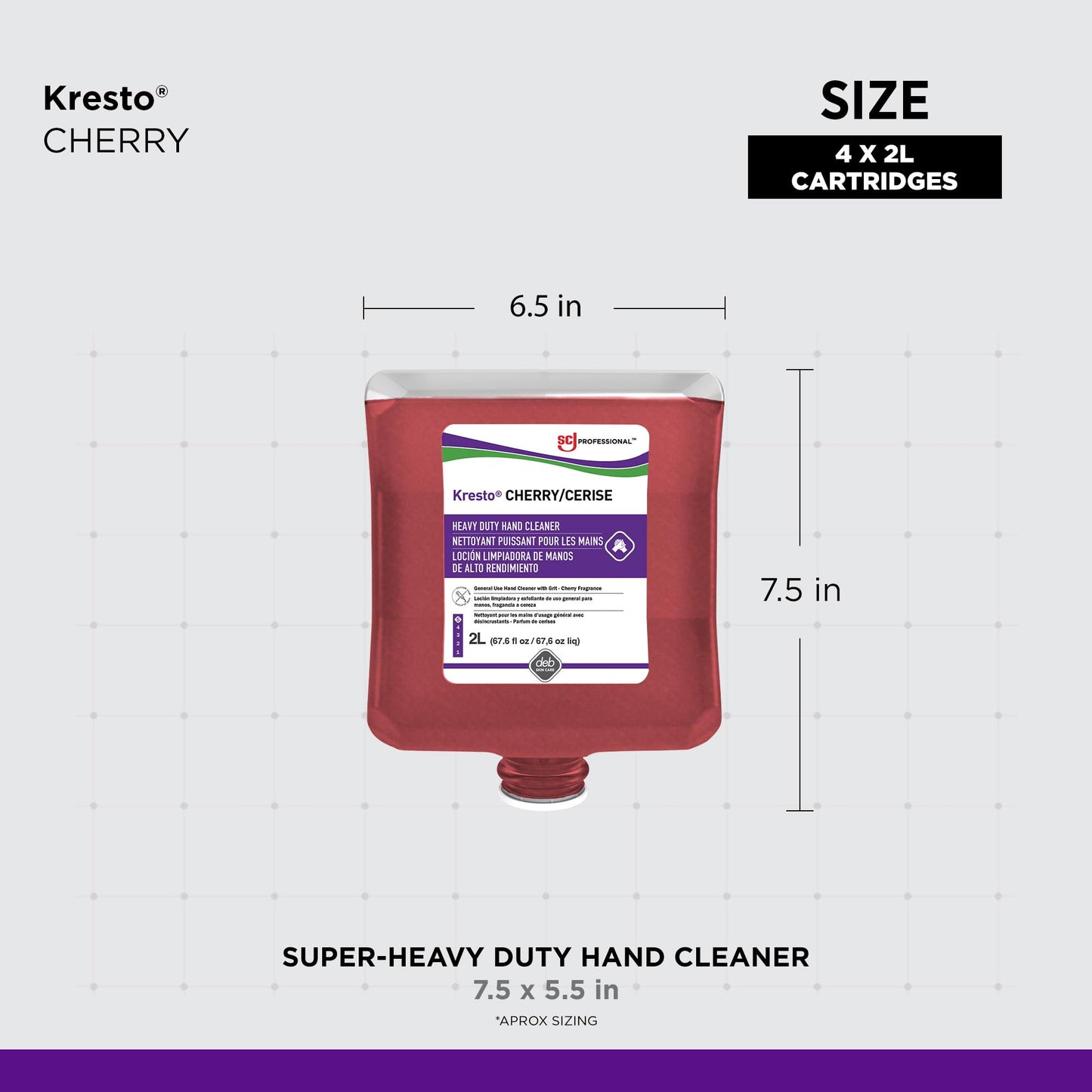 SC Johnson Professional Kresto Cherry Industrial Hand Scrub 2 liter, 67.628 Fl Ounce (Pack of 4)