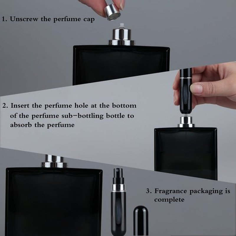 Fivexing 4Pcs Refillable Perfume Atomizer Bottles，Portable Mini Separate Perfume Bottle，Travel and Outings Spray Boxes Dispensers 5ml/0.2oz(Black)