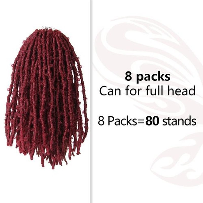 NISEYO NU Short Pre-looped Butterfly Locs Crochet Hair 12 Inch 8 Packs Light Weight & Soft Distressed Locs,118# (Burgundy)