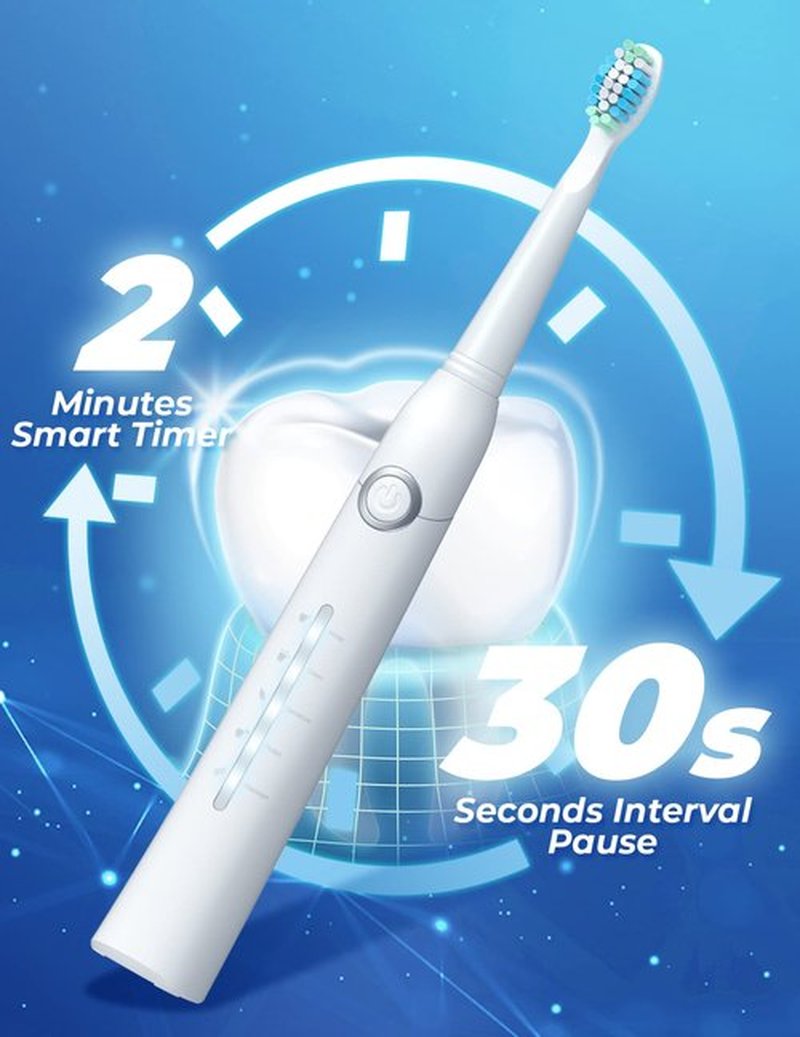TEETHEORY Electric Toothbrush with Travel Case, Sonic Toothbrush for Adults with 8 Brush Heads for 2-Year Use, 40000 VPM Deep Clean Rechargeable Toothbrushes Last 30 Days with 5 Modes White