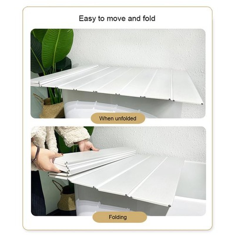 Adjustable Foldable Dust-Proof Bathtub Cover White,Waterproof Shutter Bathtub Tray & Laptop Desk 2 in 1 Fits Most Tubs,Modern Bath Tub Racks for Home (0.75Mx1.5M(29.5"x59"), 0.24in Thick)