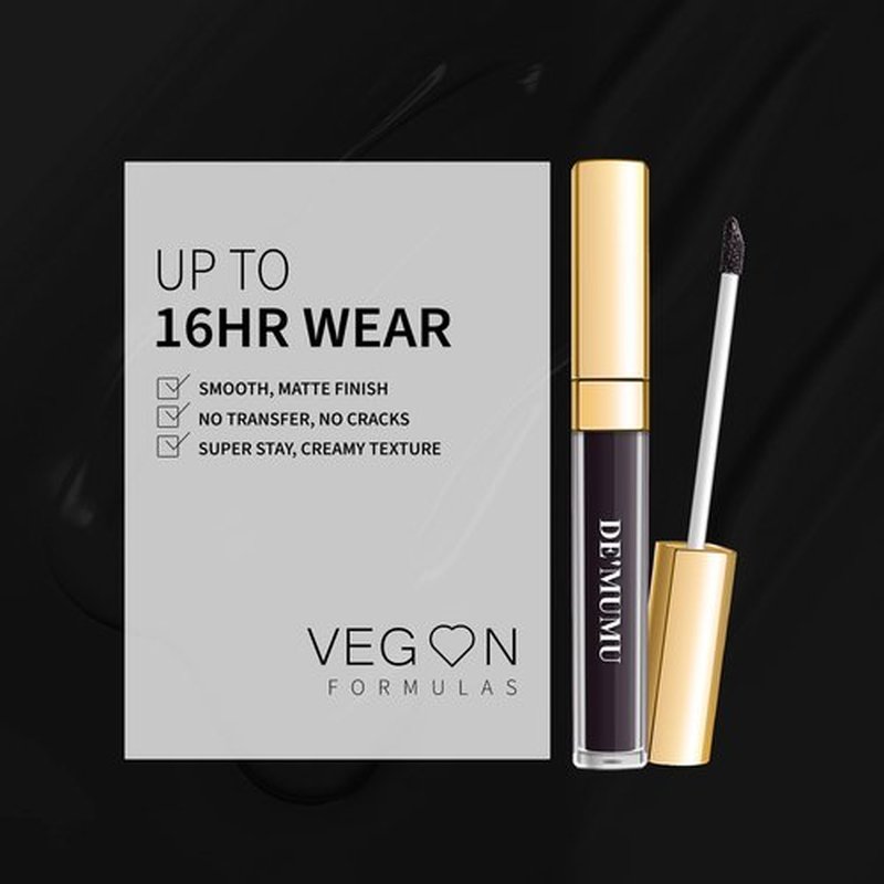 DE'MUMU Black Lipstick Matte for Women, Long Lasting Lipstick Smudge Proof No Transfer Goth Liquid Lipsticks, Cruelty Free Lip Makeup (DM23 Black Storm)