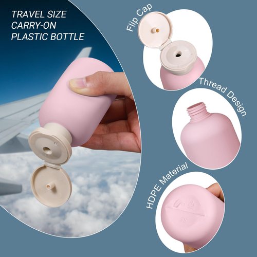 UMETASS Travel Shampoo Bottle, Empty Plastic Squeeze Bottles 3.4oz with Flip Cap, Lotion Container for Toiletries