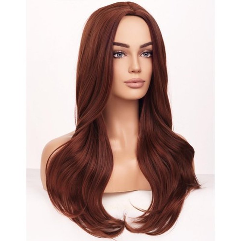 BERON Ginger Orange Wigs Long Wavy Wig for Women Natural Auburn Girls Heat Resistant Synthetic Hair Wigs for Cosplay Party Daily or Used