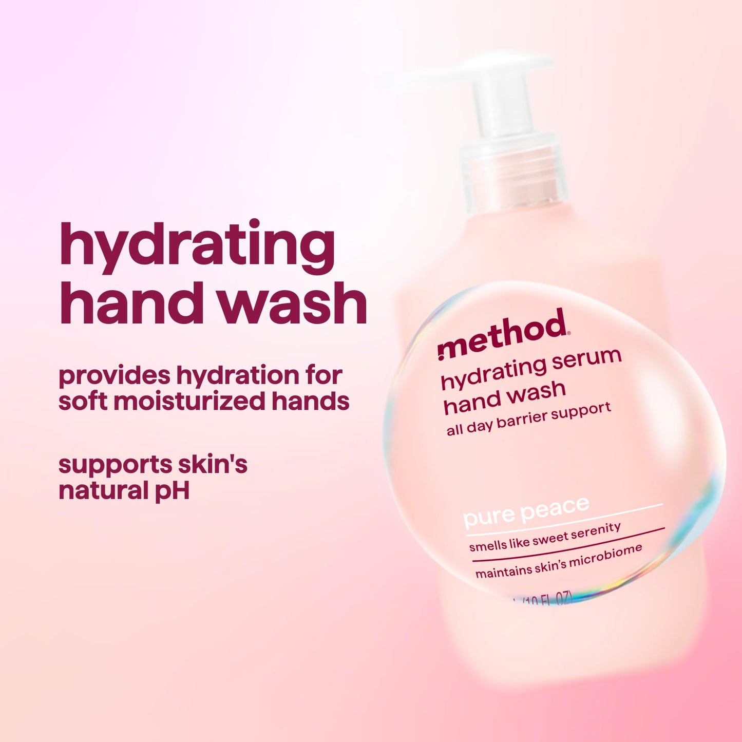 Method Hand Wash, Hydrating Serum, Pure Peace, 10 oz (Pack of 3)