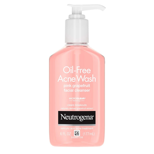 NEUTROGENA Oil-Free Pink Grapefruit Pore Cleansing Acne Wash and Daily Liquid Facial Cleanser with 2% Salicylic Acid Acne Medicine and Vitamin C, 6 fl. oz, 3 Pack
