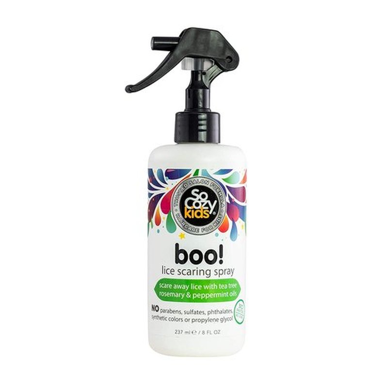 SoCozy Boo Lice Scaring Spray For Kids Hair, Effective Lice Treatment (8 Fl Oz) Clinically Proven to Repel Lice, Conditioning Spray with Tea Tree Oil, Rosemary Oil & Keratin, Paraben & Sulfate Free