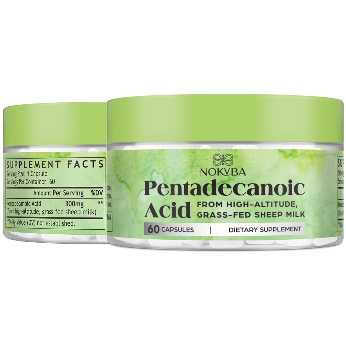 Nokuba Pentadecanoic Acid C15:0 Supplements 300mg High-Altitude Sheep Milk Sourced | 60 Capsules