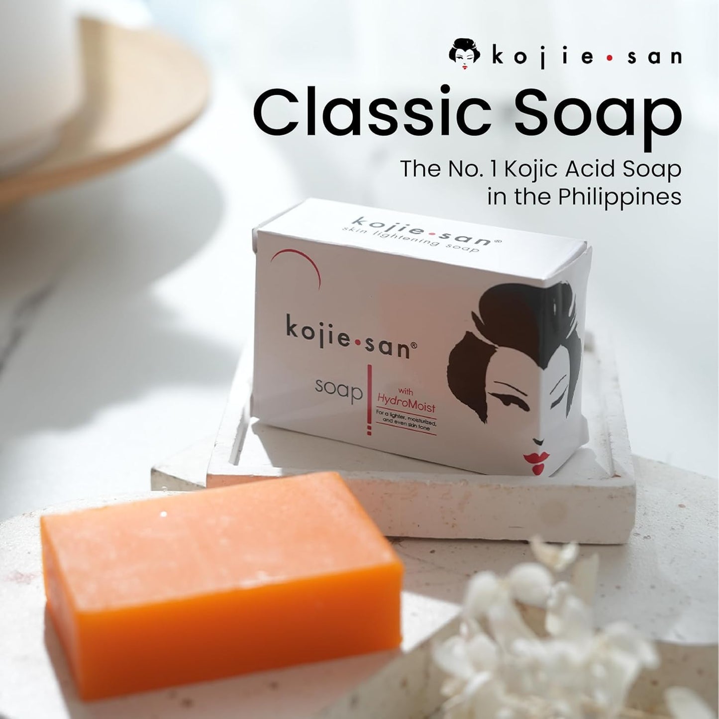 Kojie San Skin and Body Soap – Original Kojic Acid, Soap Bar with Coconut & Tea Tree Oil – 3 x 65g Bars