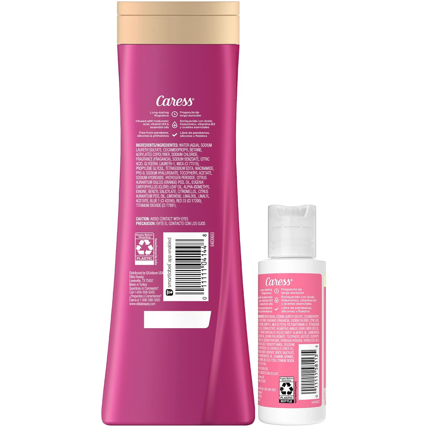 Caress Body Wash, Daily Silk Travel-Size + Full-Size Peony & Almond Blossom Body Wash – Bath & Shower Essentials for Soft, Silky Skin