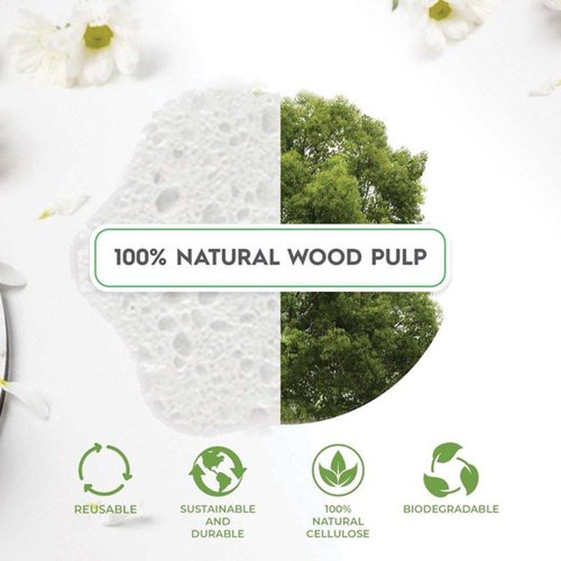 60-Count Compressed Facial Sponges, 100% Natural Cosmetic Spa Sponges for Facial Cleansing, Exfoliating Mask (White Flower)
