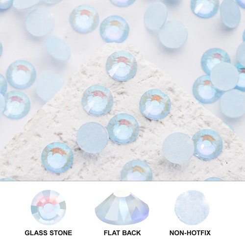 Novani 3000 Pieces Flatback Rhinestones Glass Round Gems F-Lt.Blue Crystals for Nail Art DIY Crafts Clothes Shoes,SS6,1.9-2.0mm