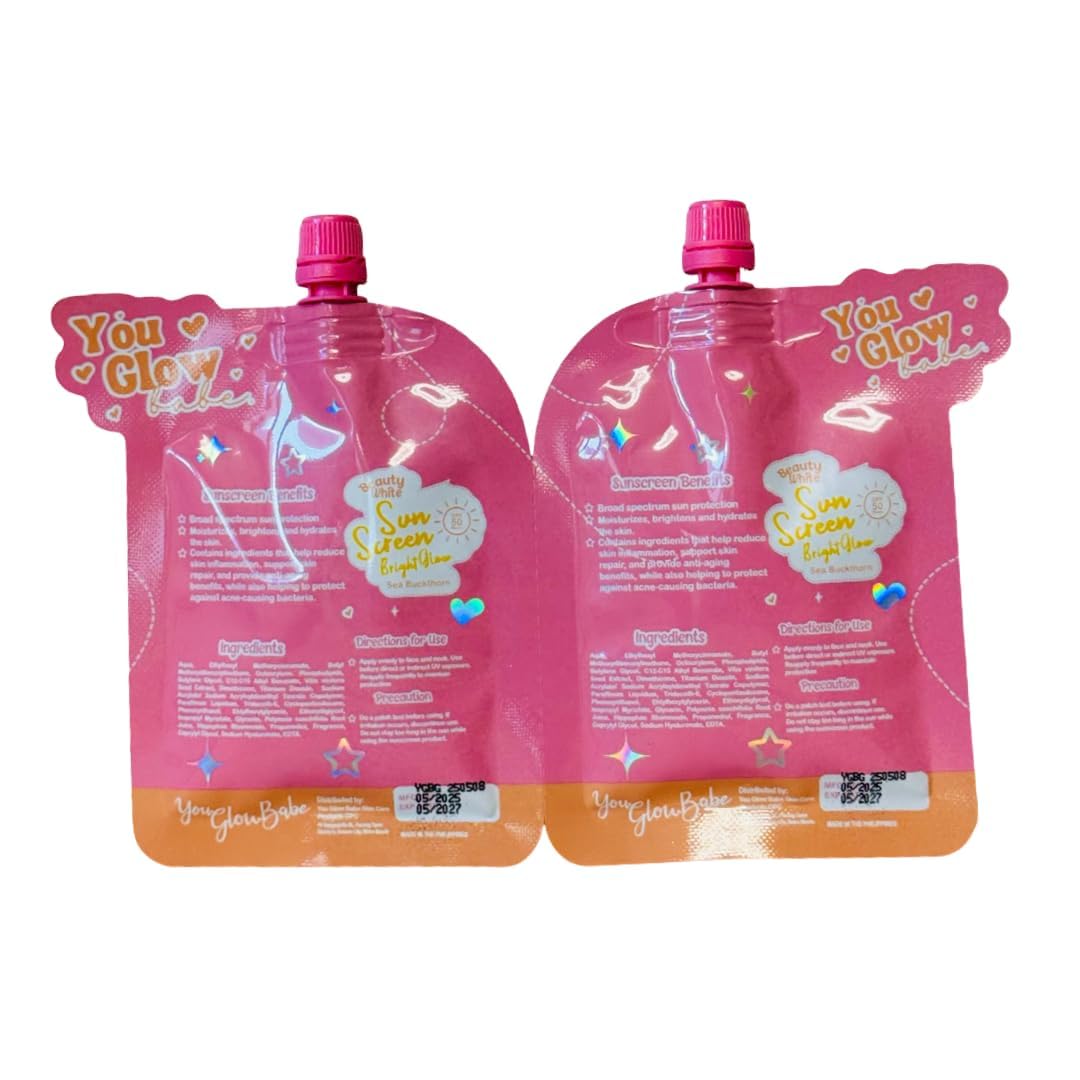 You Glow Babe Beauty White Sunscreen Bright Glow with Sea Buckthorn SPF 50 PA+++ (Twin Pack 25g)
