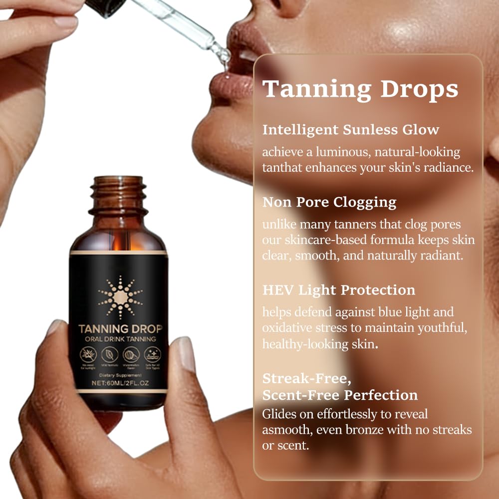 Tanning Drops, Tanning Drops To Drink, Sunless Self Tanner, Bronzing Tanner for Face and Body, Enhancing Natural Skin Tone for All Skin Types(1 Bottle)