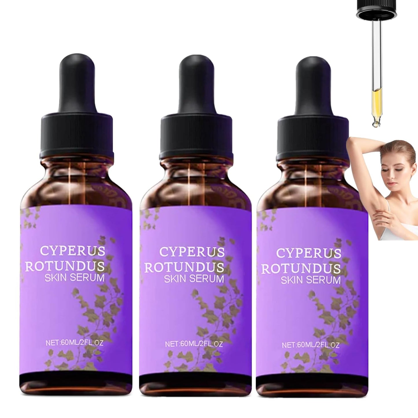 LOYOTICE 3Pcs Cyperus Rotundus Skin Serum, Cyperus Rotundus Oil for Hair Removal, Natural Organic Moisturizing Soothing Body Oil, Balances Skin Tone, Reducing Body Hair