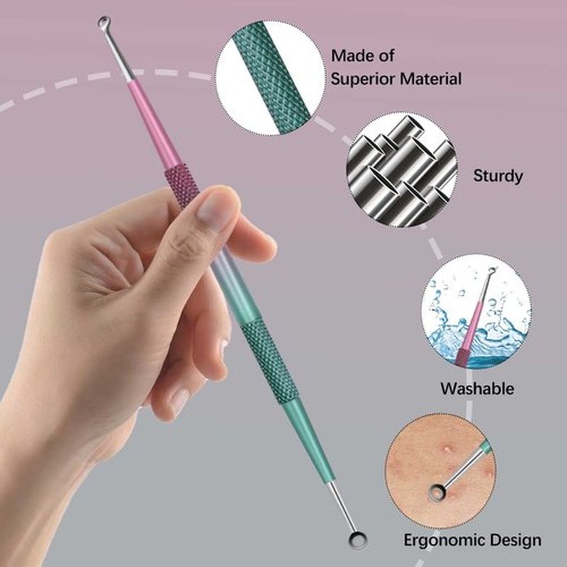 WOAMA Blackhead Remover Pimple Popper Tools Kit Whitehead Remover Stainless Steel Blackhead Extraction Tools for Nose Face with Travel Bag - 9Pcs