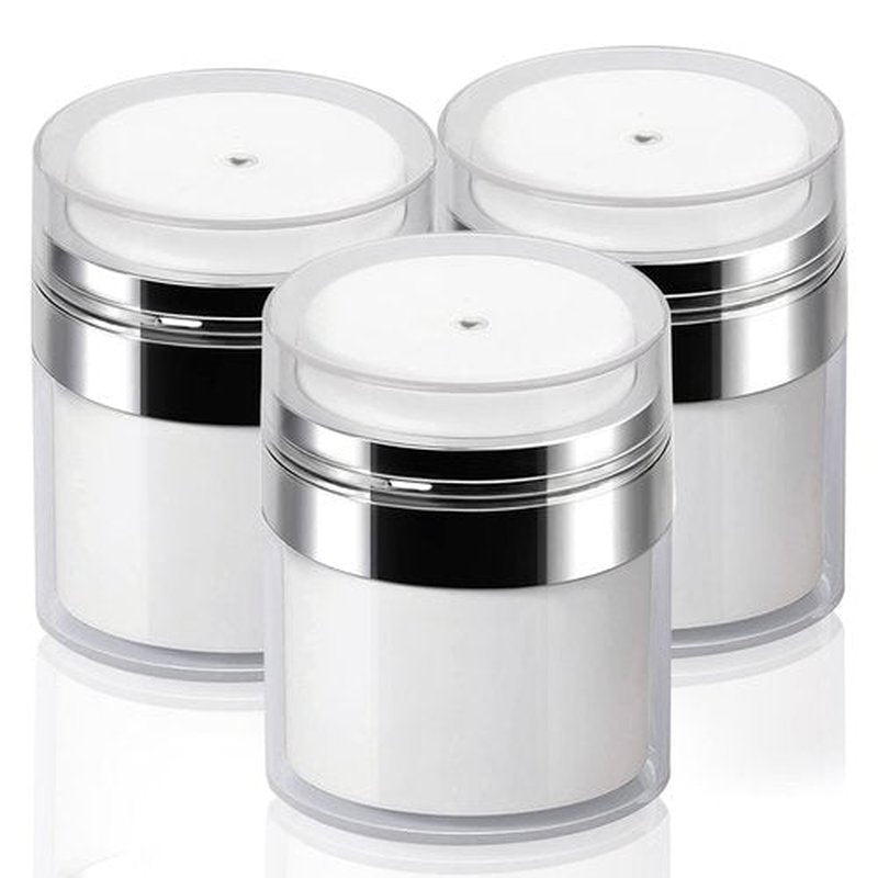 3Pack 30ml Airless Pump Jar - 1.0 Oz Moisturizer Pump Dispenser, Cream Jar Vacuum Bottle - Airless Cosmetic Pump Containers Air Pump Container for Cream, Lotions