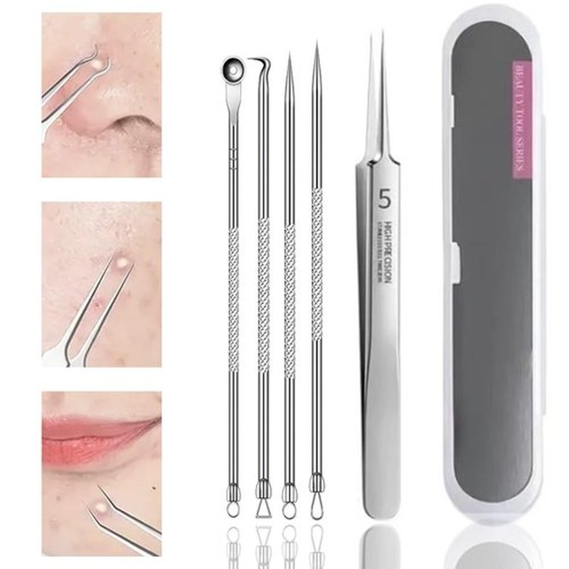Usiveinborn Blackhead Remover, Usiveinborn Tweezers, Professional Facial Blackhead Remover Tweezers, Stainless Steel Blackhead Comedone Extractor Removal Tool for Blemish, Whitehead Popping (Set A)