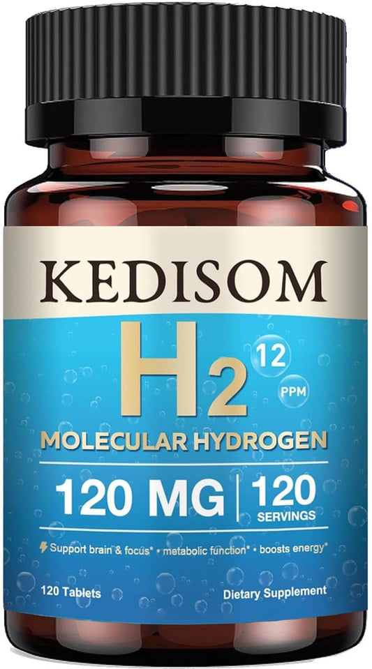 H2 Molecular Hydrogen Supplement - Boost Cellular Energy & Brain Health | 120 GMO-Free Tablets