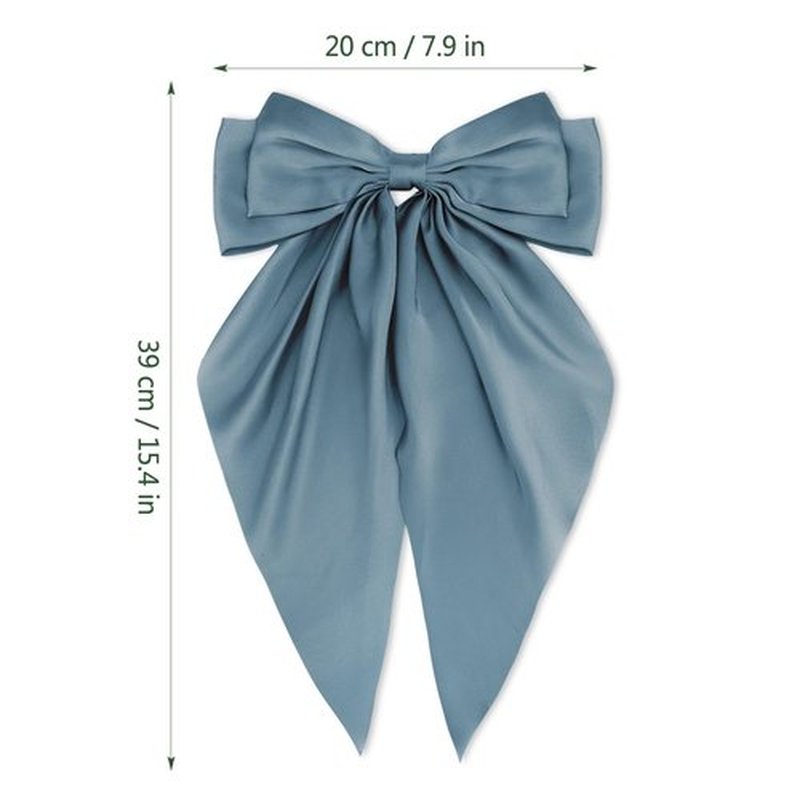 Atoden Hair Bows Silky Satin Bows for Hair Ribbons 4Pcs Coquette Oversized Long Tail Hair Bow Clips Barrettes Big Bowknot Hair Accessories for Women Girl Trendy Stuff Gifts (Beige Grey Black)