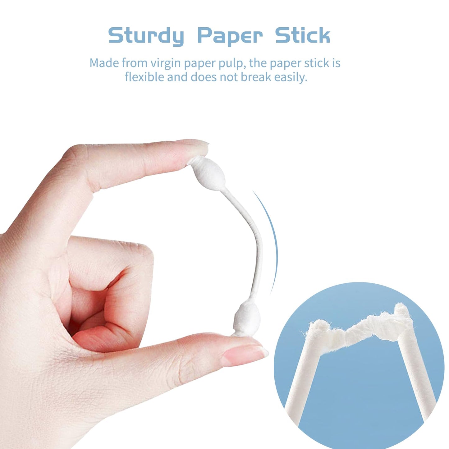 Kids Safety Cotton Swabs with Large Tips for Newborn, Babies,Infants, Kids, Children Baby Cotton Buds with Paper Stick (4 Packs 224 Pcs Total)
