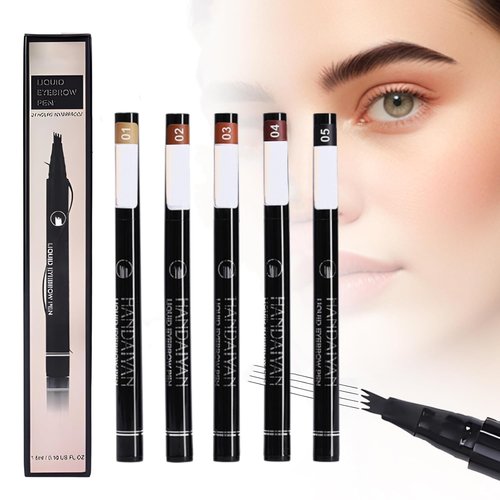 Microblading Eyebrow Pencil, 2025 New Magic Eyebrow Tattoo Pencil 4 Fork Tip, Natural Long-Lasting Smudge-proof Fine Stroke eyebrow microblading Pen for Women (5PCS)