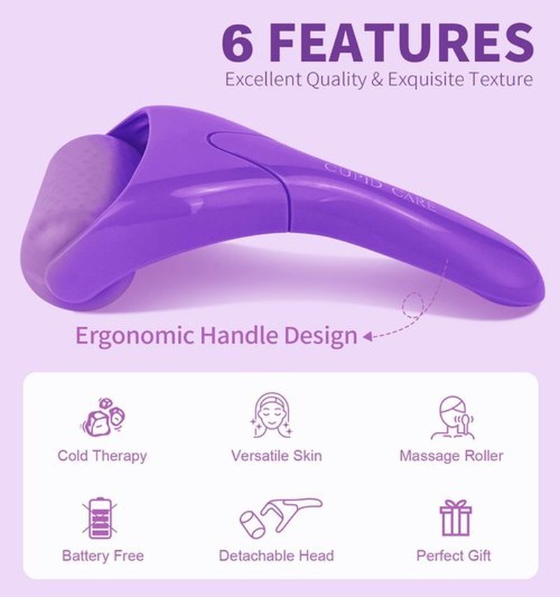 CUPID CARE Ice Roller for Face [2-Rollers], Ice Face Roller Facial Roller Massager for Beauty, Face Roller Skin Care Women Gifts | Purple