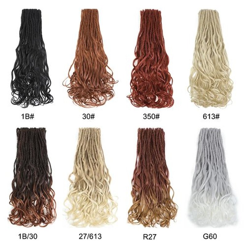 Aguacor Loose Wave Dreadlocks Synthetic French Curly Double Ended Dreadlock Extensions 24inches 30 Strands Thin Soft Blonde Spanish Curly DE Dreadlock Extensions for Women (30 Strands, 613#)