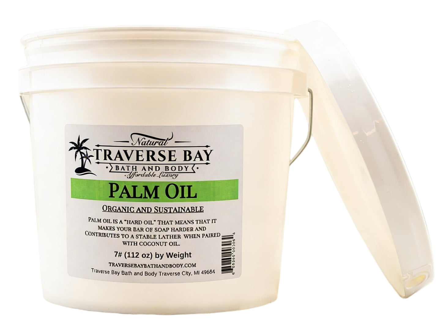 Traverse Bay Bath and Body Palm oil, Soap Making Supplies. Organic, Sustainable, Kosher, 112 oz Gallon Pail with Resealable Gasket Lid