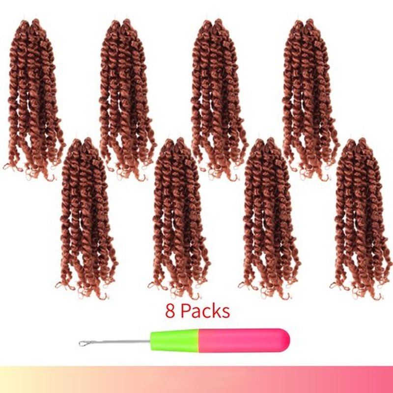 The BOHOBABE Pre-Twisted Passion Twist Crochet Hair 6 Inch Short Pre-looped Crochet Passion Twist Braiding Hair 8 Packs (350#)