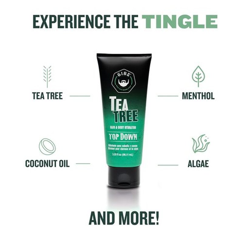 GIBS Top Down Hair and Body Hydrator, Tea Tree Moisturizer for Hair and Skin, 3.25 oz
