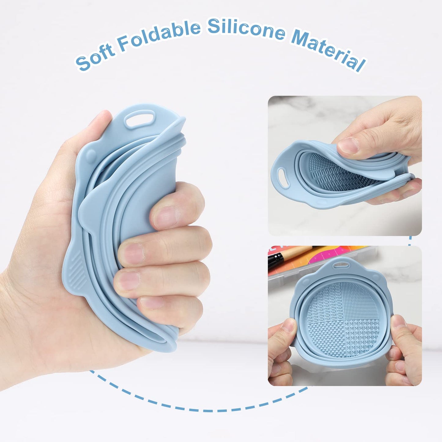 Makeup Brush Cleaner, Etercycle Foldable Silicone Brush Cleaner Bowl Srubber, Portable Washing Tools for Makeup Brush,Powder Puff,Sponge