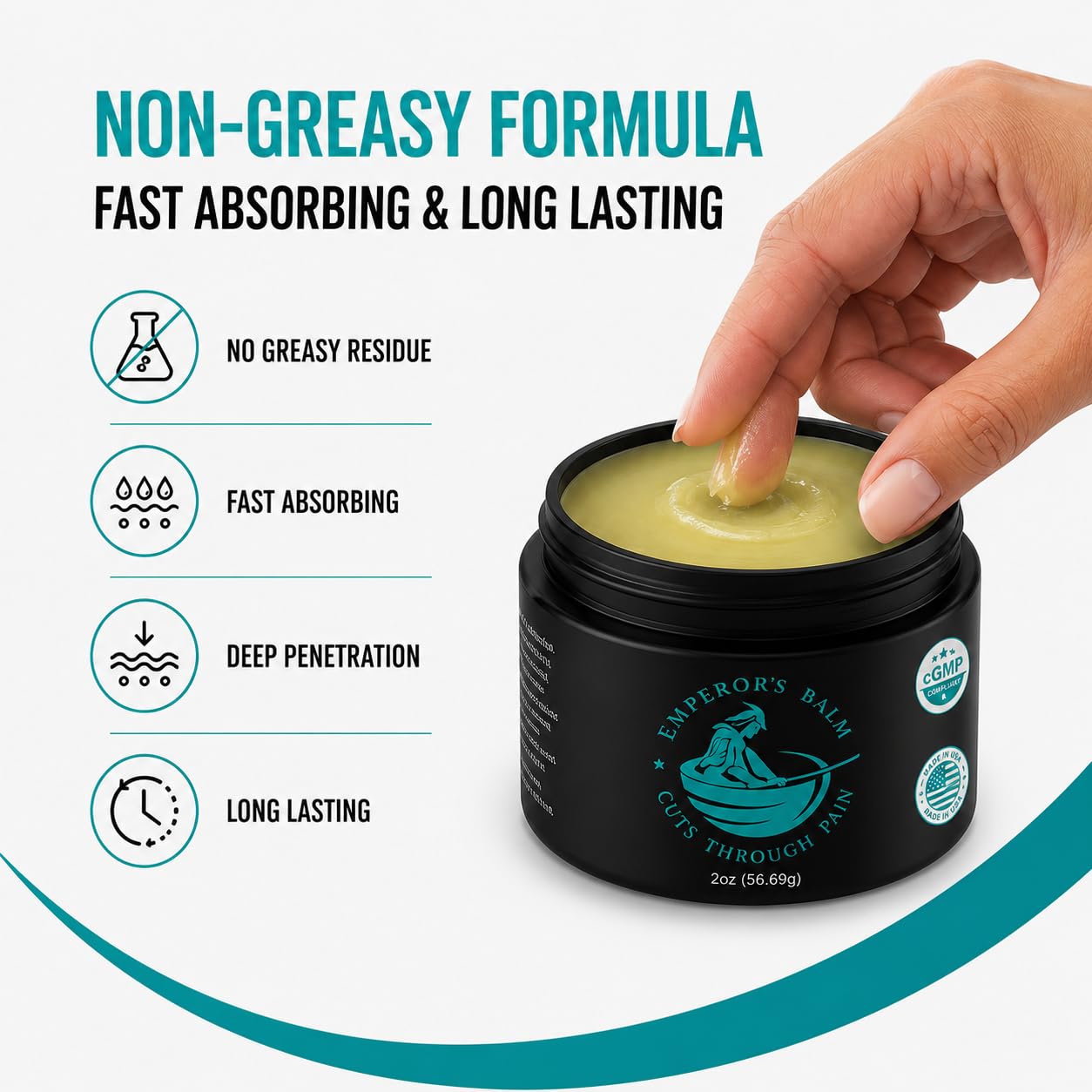 The Emperor's Balm Natural Muscle & Joint Cream with Menthol, Eucalyptus & Shea Butter, Cooling Non-Greasy Formula for Back, Neck, Shoulders, Knees, Arms, Legs & Whole Body, Body Care (2 oz)