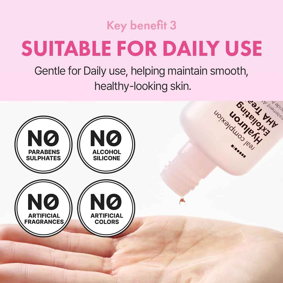 Hanskin Hyaluron Exfoliating AHA Treatment – Korean Exfoliating Toner with Glycolic & Lactic Acid for Smooth, Hydrated, Glass Skin | pH-Balanced Daily Skin Booster for Dull, Dry Skin, 5.07 fl oz