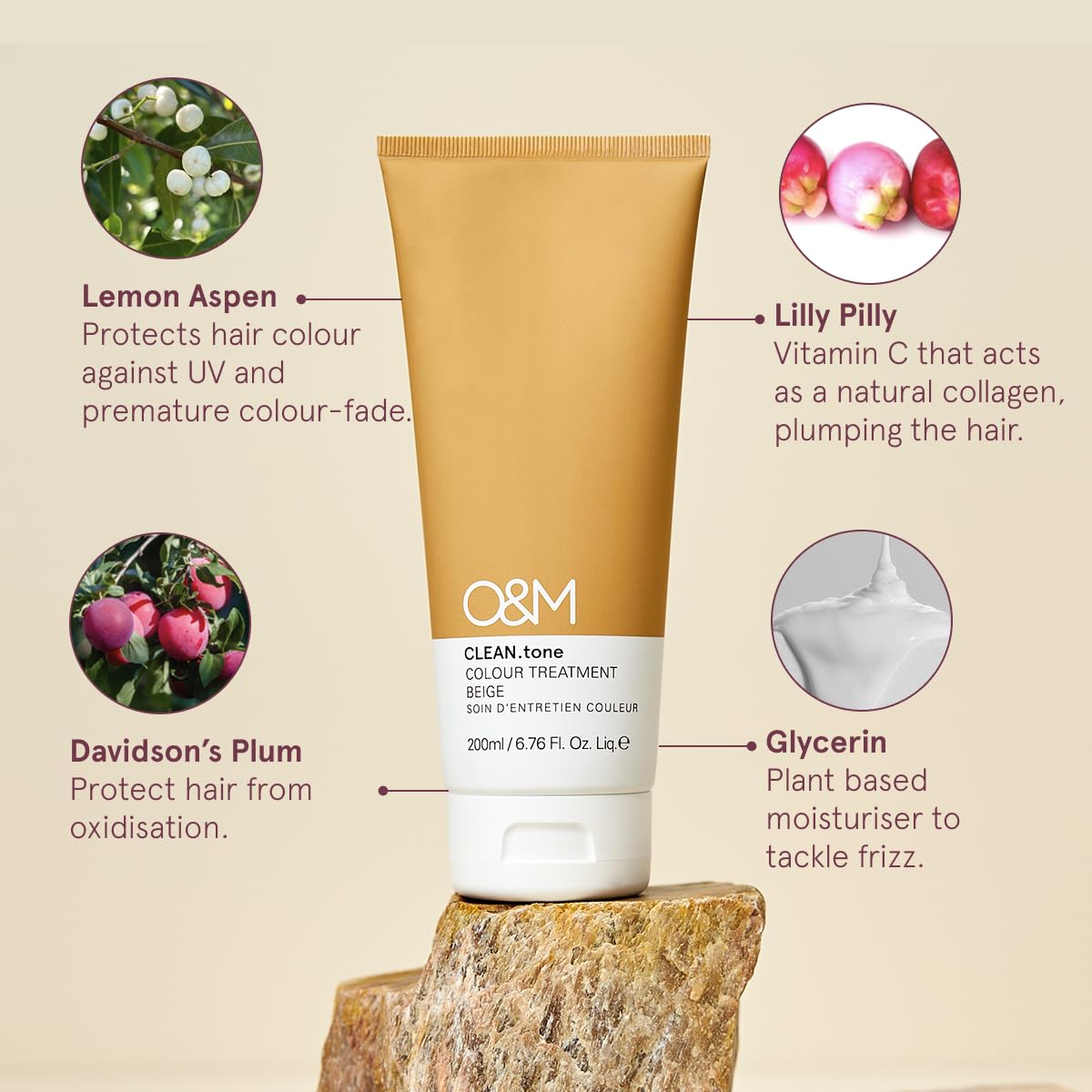O&M CLEAN.tone Hair Color Treatment Free from Sulfates, Parabens, Silicones, Phthalates, Triclosan, Propylene Glycol & Gluten, Vegan, Cruelty Free, Light Blonde/Lightest Blonde, 200ml, Beige