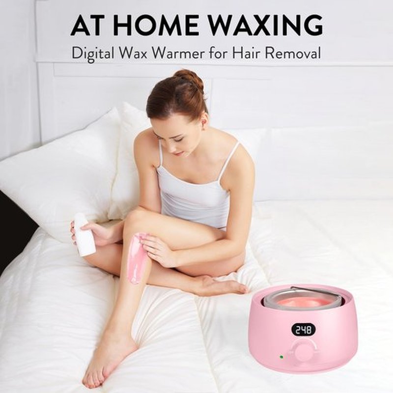 Digital Wax Warmer for Hair Removal : LCD Professional Waxing Pot Hard Wax Heater for Waxing - 14 oz Melt Wax Beads Pot and Transparent Lid(Pink)