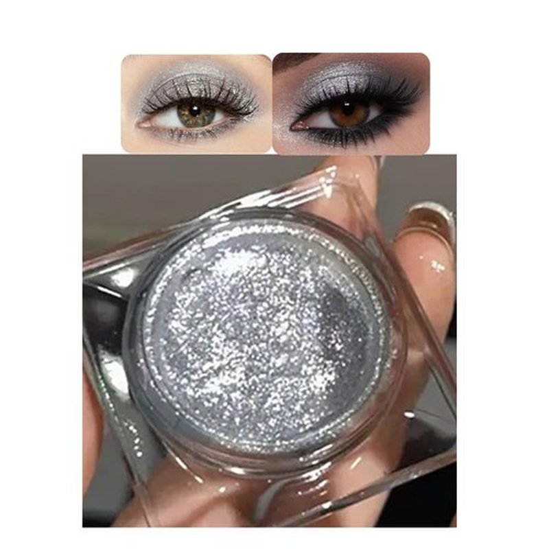HHLTOH Eyeshadow Single Shimmer, High-Pigment Monochrome Eye Shadow Pressed Powder, Everyday Velvety Silky Eye Makeup Looks, Professional Long-Lasting Waterproof Single Eyeshadow Palette, 02# Silver