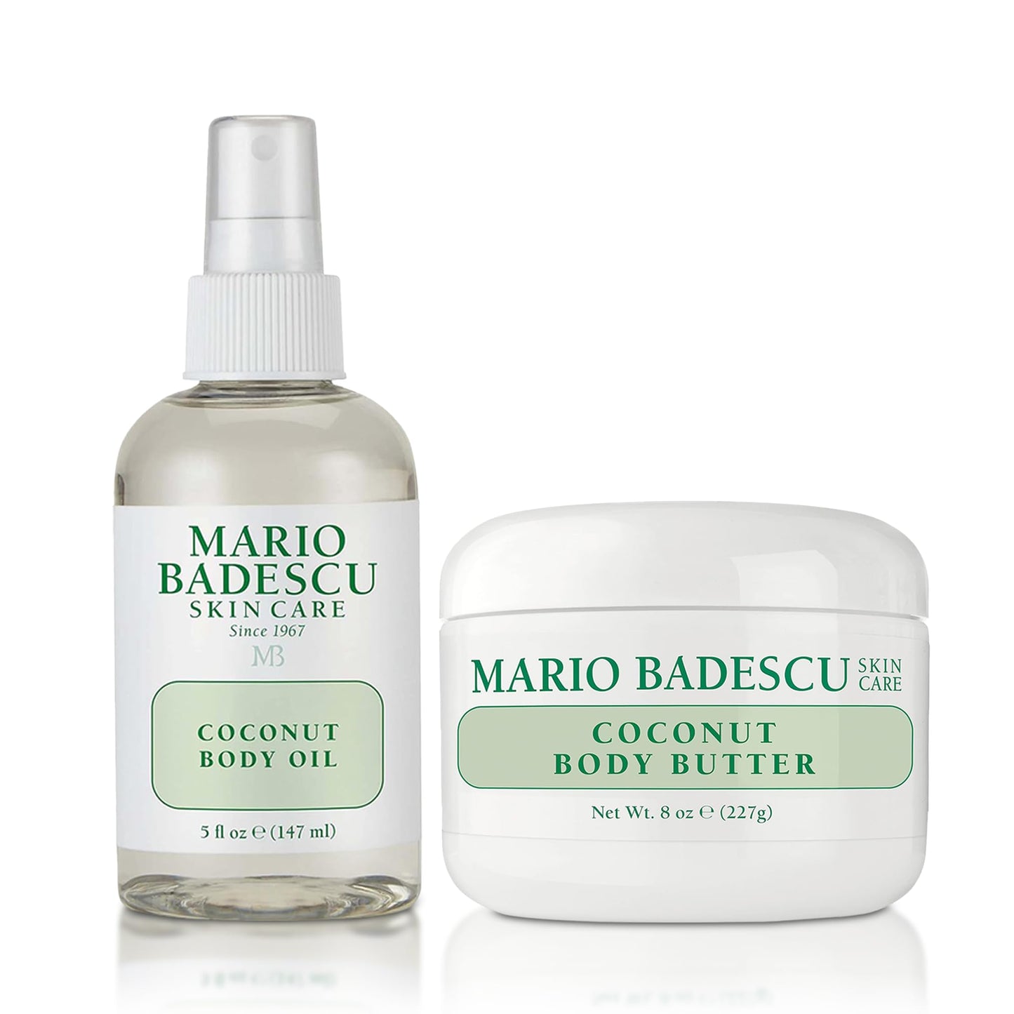 Mario Badescu Coconut Body Butter & Body Oil Set | Moisturizing Body Butter with Shea Butter + Lightweight Hydrating Body Oil with Coconut Oil | 8 Oz & 5 Fl Oz
