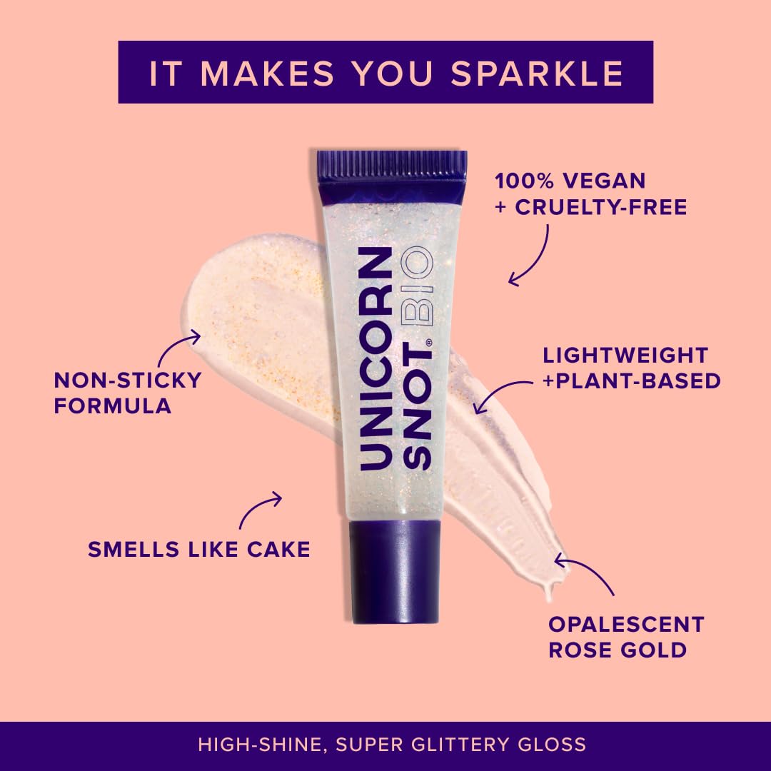 UNICORN SNOT Plant-Based Glitter Lip Gloss Gift Set | Sparkly and Shimmer Glitter Lips for Festivals, Raves, Anime Cosplay, Halloween Costume Makeup | Vegan & Cruelty Free 0.37 fl oz (3-Pack)