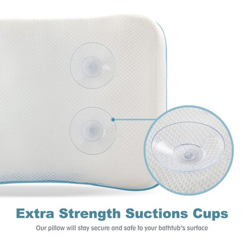 Bath Pillow for Tub, Coastacloud Bathtub Spa Pillow, Headrest Support, Bath Tub Pillow for Neck, Bath Pillows with 3D Air Mesh Technology, Powerful Suction Cups Hot Tub