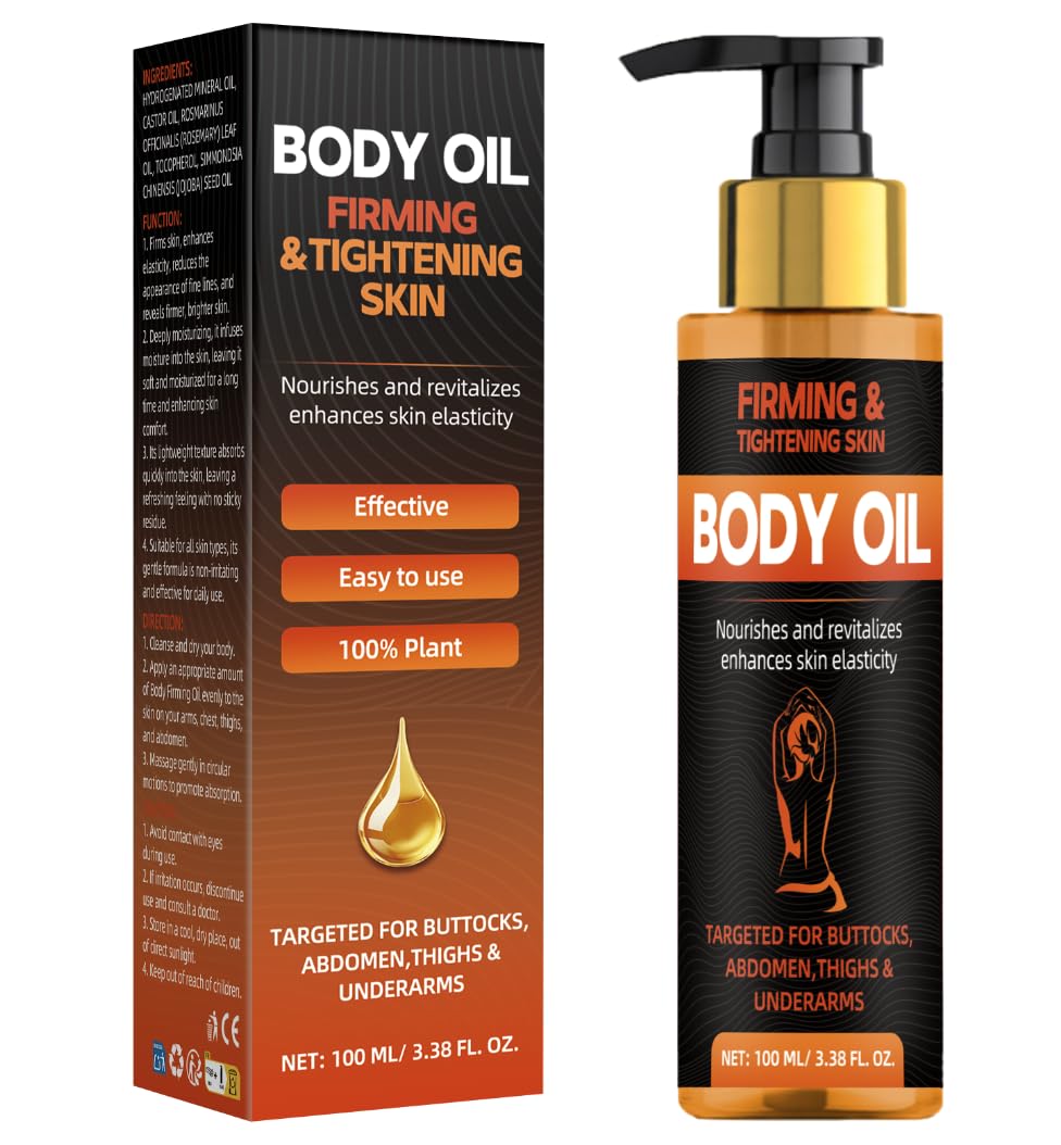 Bellisinno Body Firming Oil 3.38 FL OZ, After Shower Body Oils for Women, Skin Tightening and Hydrating Treatment for Arms, Legs, Stomach and Full Body, Deep Moisturizing Body Care That Plumps