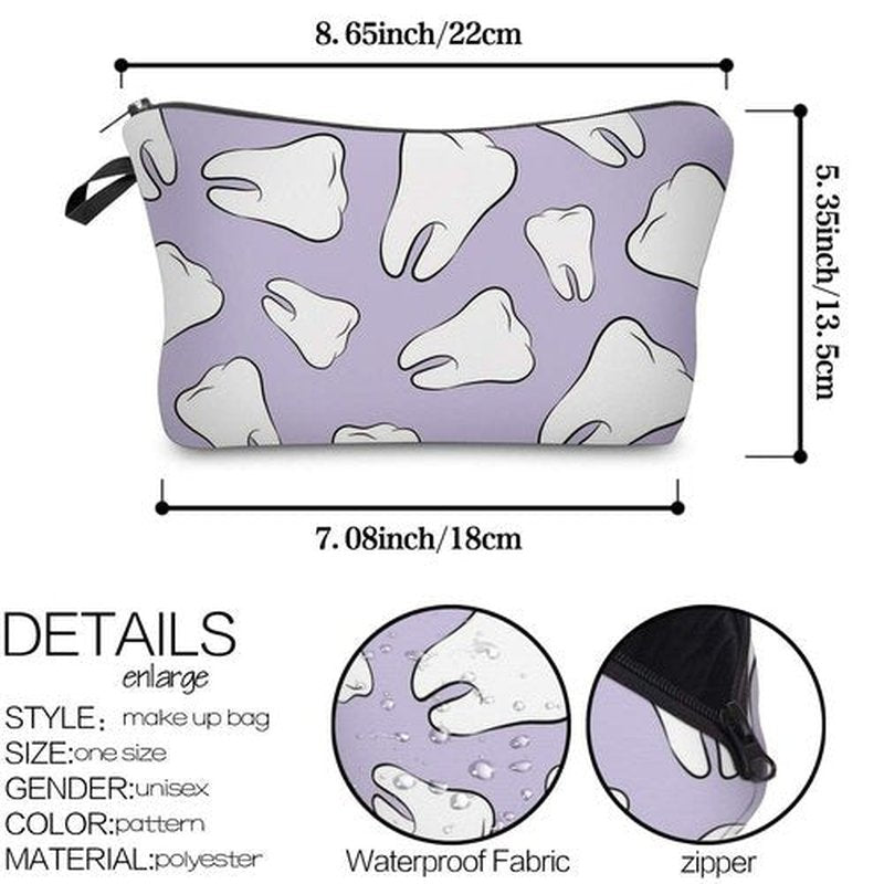 LOOMILOO Cosmetic Bag for Women, Adorable Roomy Makeup Bags Travel Water Resistant Toiletry Bag Accessories Organizer Cute Gifts (cute tooth 50175)
