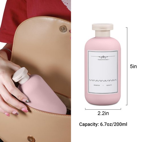 UMETASS 6.8oz Travel Bottles for Toiletries, Empty Plastic Squeeze Bottles with Flip Cap, Lotion Container for Toiletries (3 pack, pink)