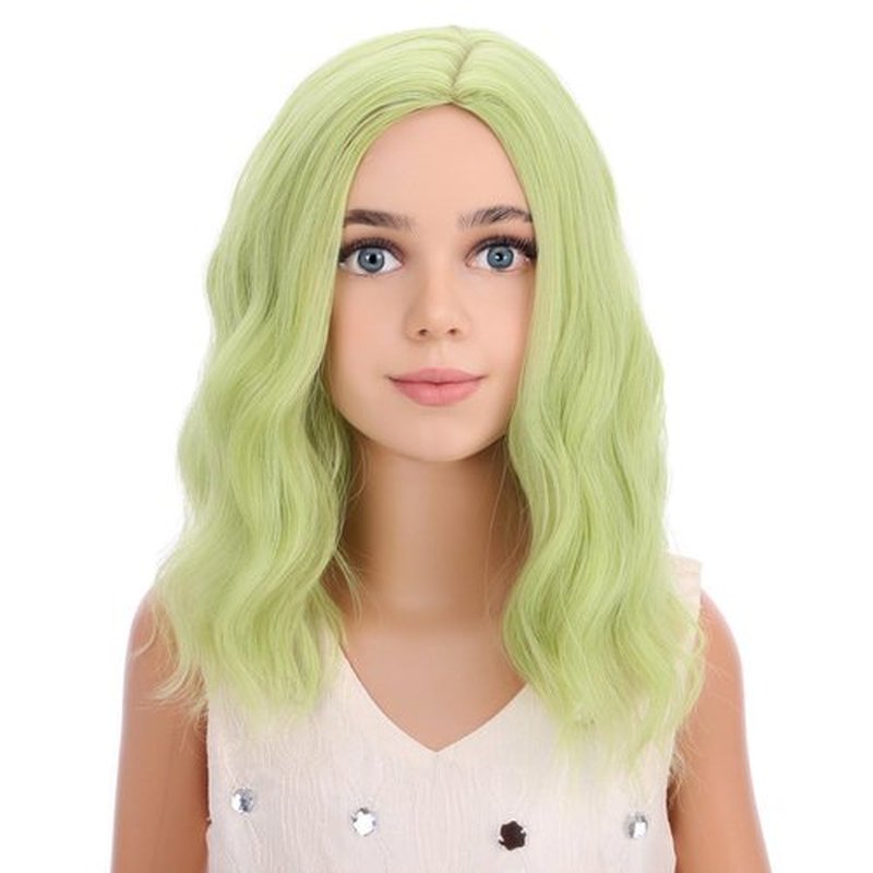 PATTINUM Kids Child Light Green Wig Matcha Green Wig Synthetic Hair Girls Wig with Wig Cap(Light Green)
