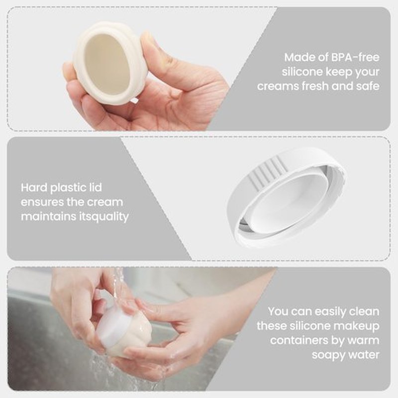 Ruinovate Tsa Travel Containers for Toiletries Leak Proof 1OZ, Silicone Travel Jars with Lids for Creams, Mini Travel Bottles for Toiletries Tsa Approved, Lotion Travel Size Containers for Toiletries